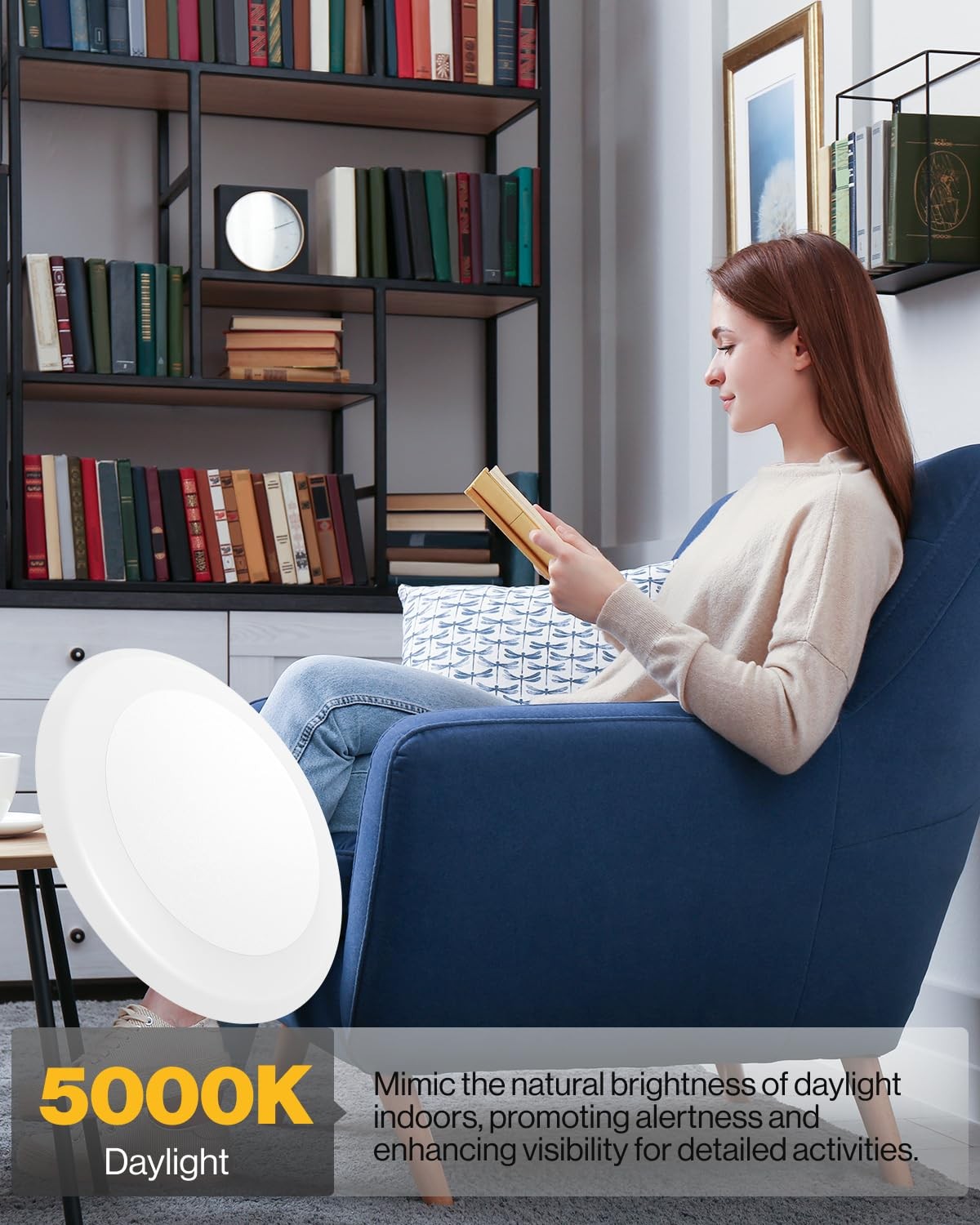 Sunco 4 Pack 6 Inch Flush Mount LED Ceiling Disk 4 Pack, White - 5000K
