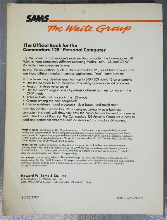 Official Book for the Commodore 128 PC Computer 1985 1st Edition 1st Printing
