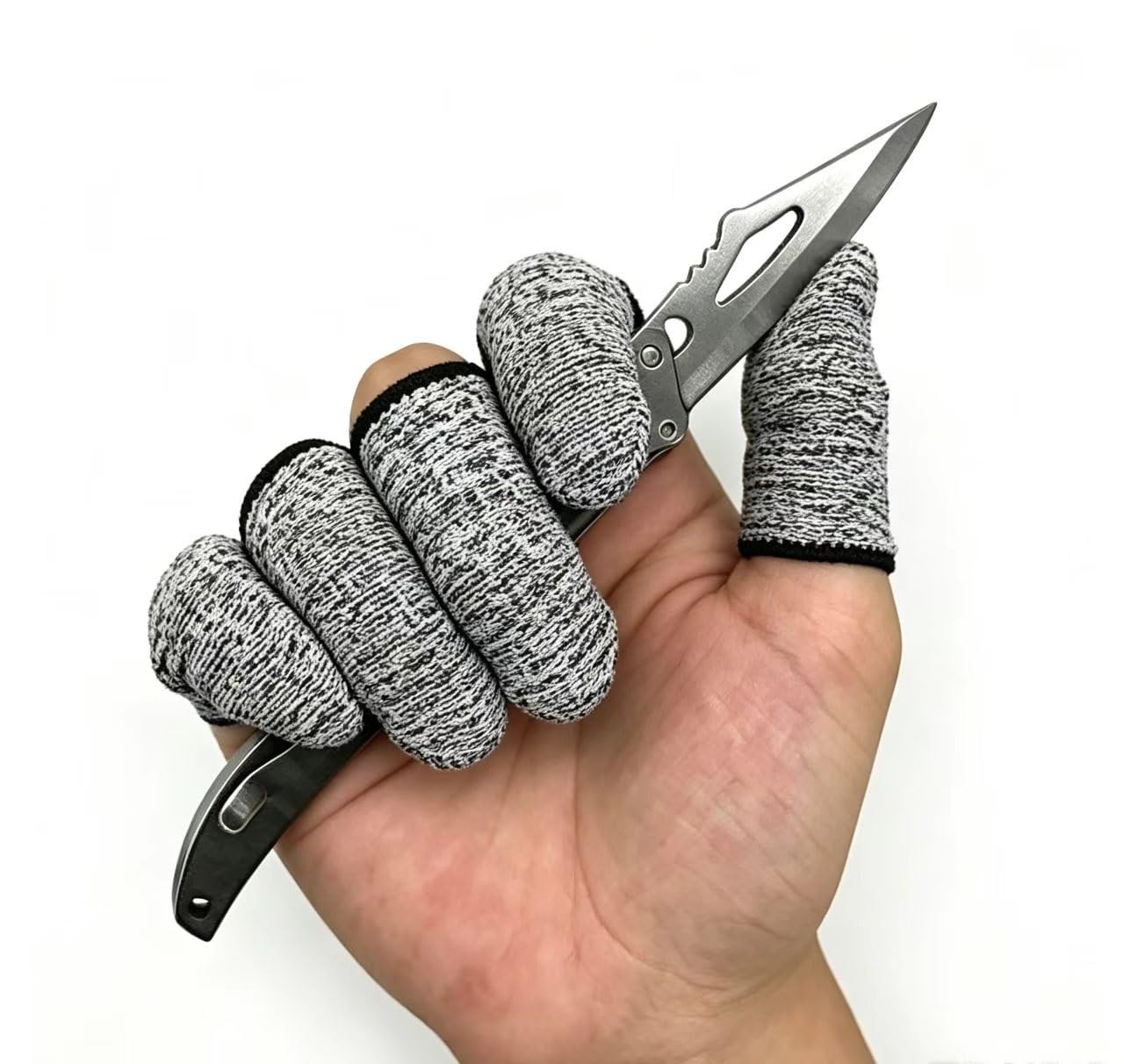 QISLOA 12 PCS Cut Resistant Finger Cots Protector 12 Count (Pack of 1), Grey