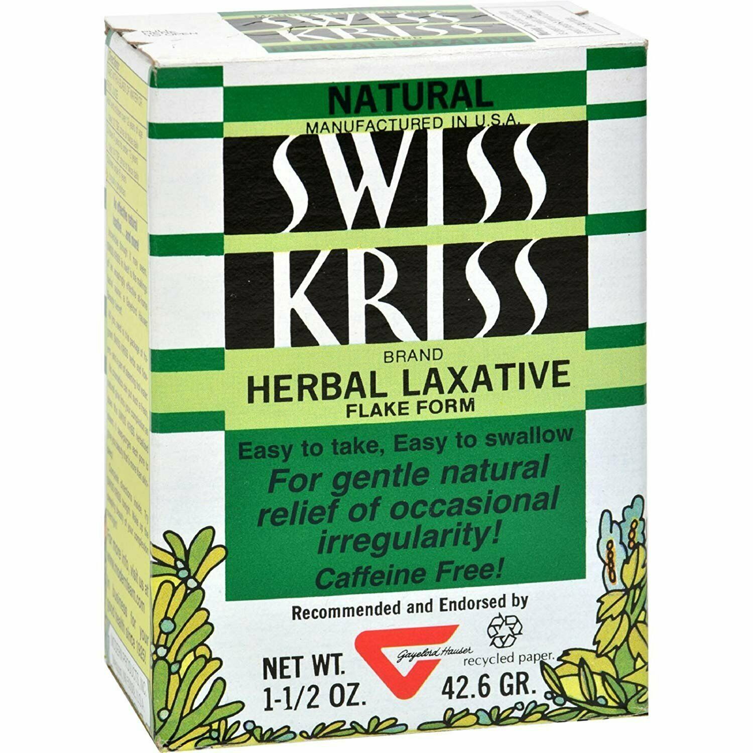Swiss Kriss Herbal Laxative Flakes Natural Irregularity Relief Gentle 1.5 oz