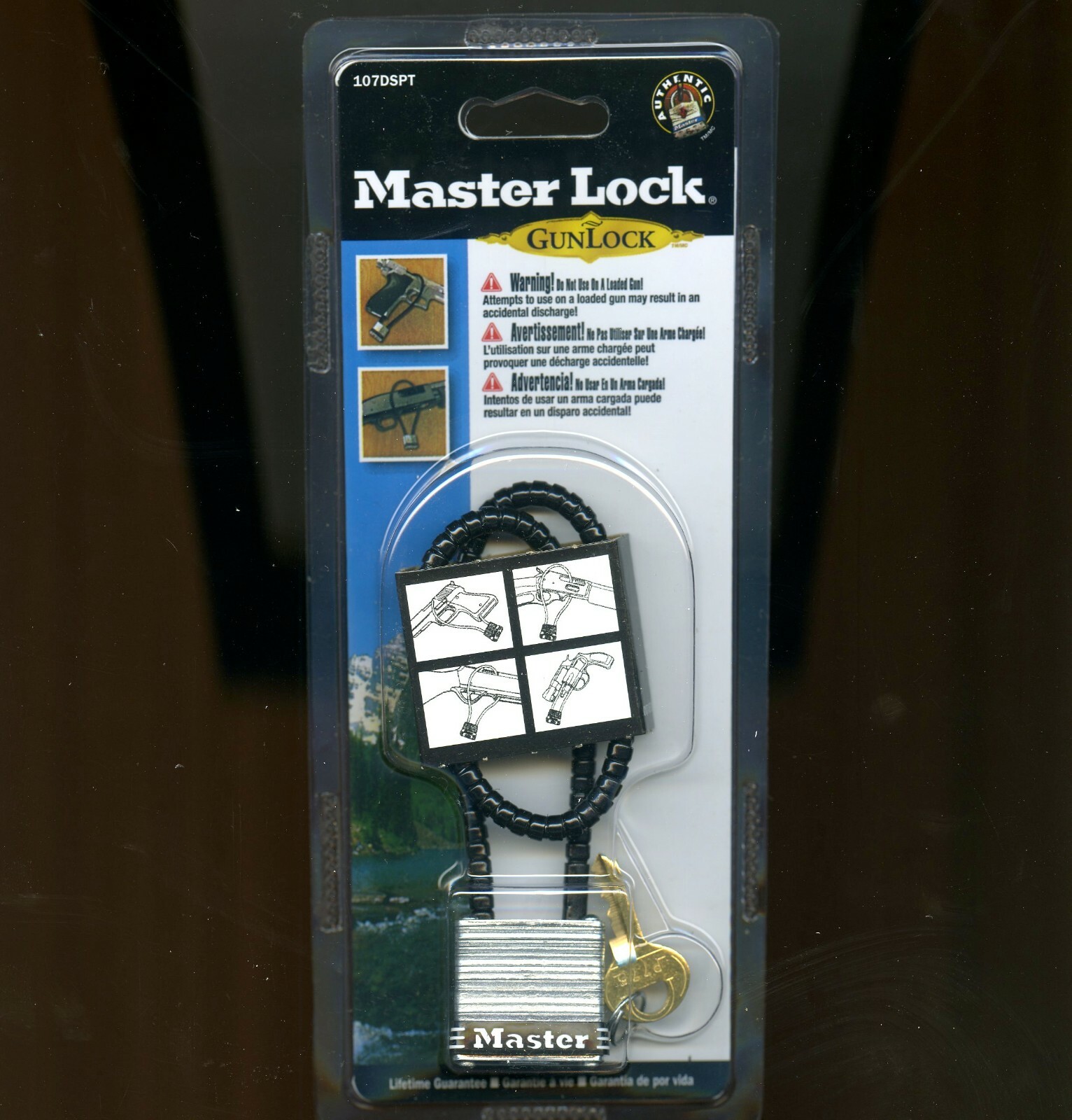 Master Lock Gun Lock Calif approved armored cable 1-5/16" deadbolt key 107DSPT