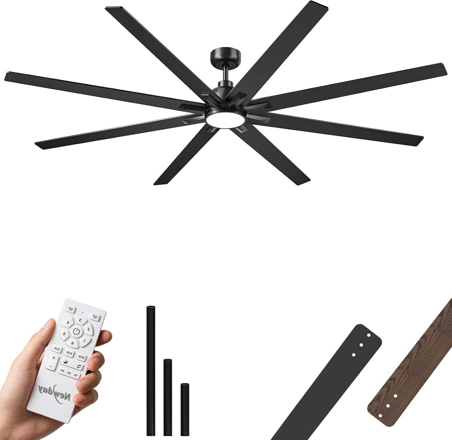 84 Inch Ceiling Fan W/Light 8-blade, 6-speed with timer, 3CCT dimmable LED
