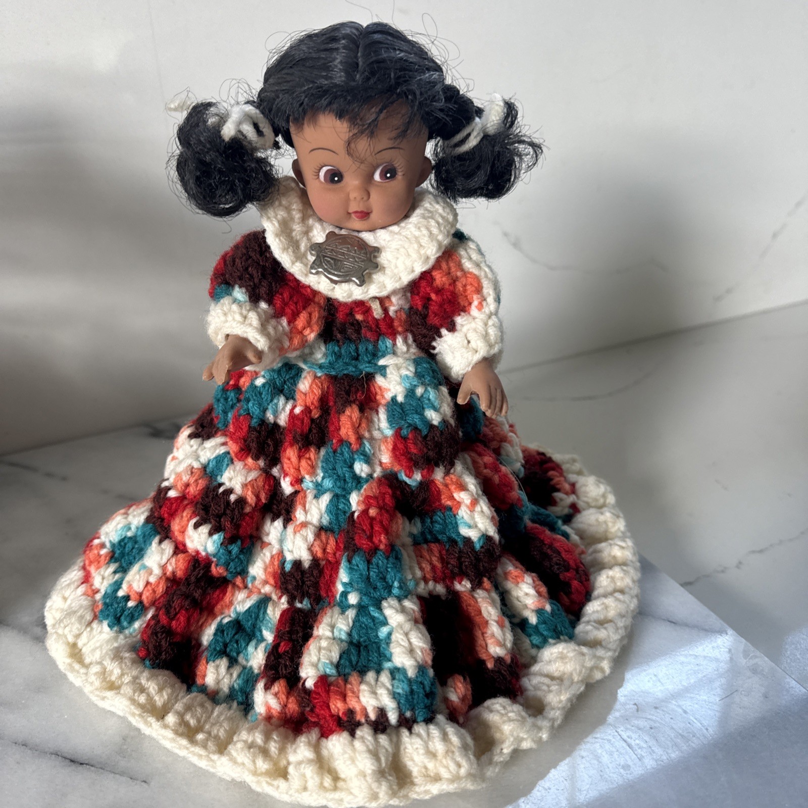 Vintage Handmade Crochet Bathroom Doll Air freshener Renuzit Cover Retro