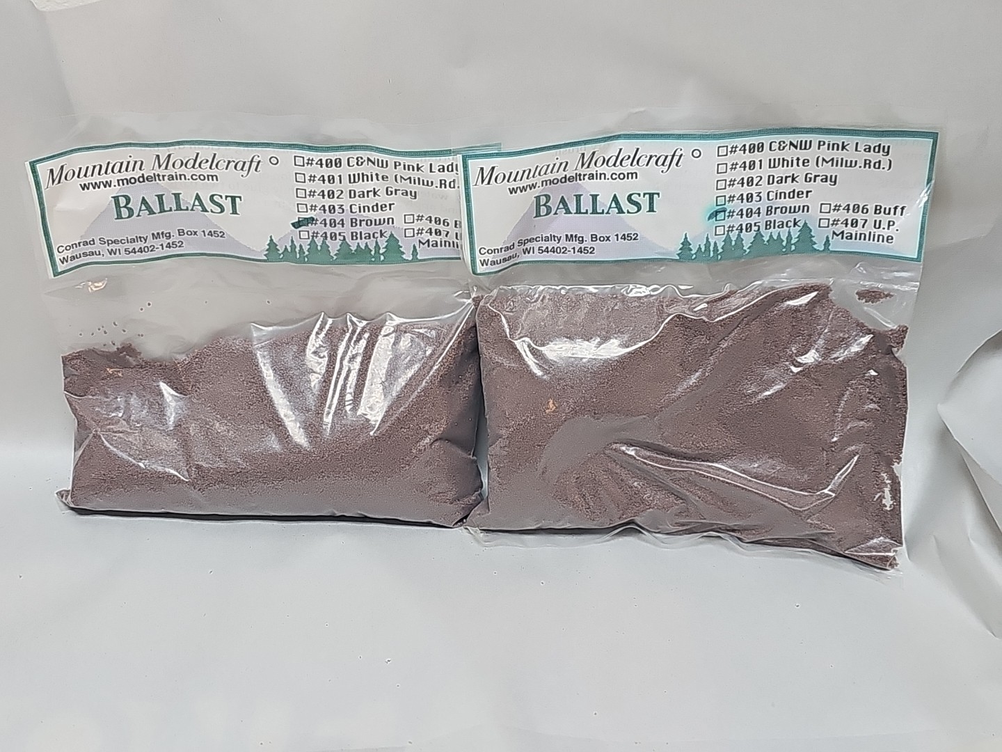2× Mountain Modelcraft BROWN Ballast (10.7 oz Bag) For Layouts # 404