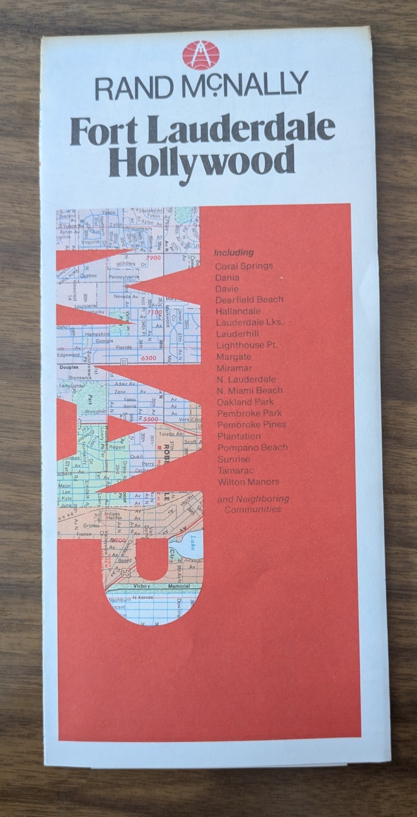 Rand McNally "Fort Lauderdale, Hollywood, Florida Foldout Map - 1984