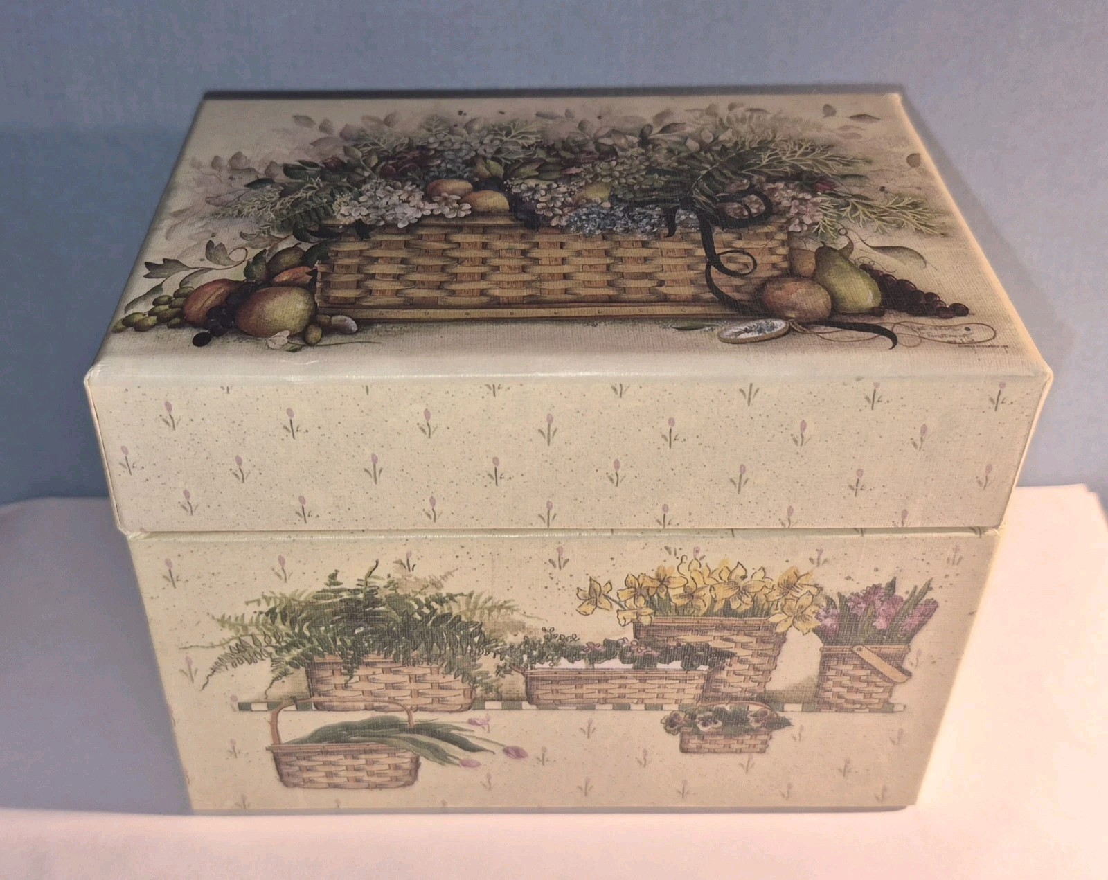 Vtg Pat Richter Flower Extravaganza Recipe Box Creations Unlimited With Cards