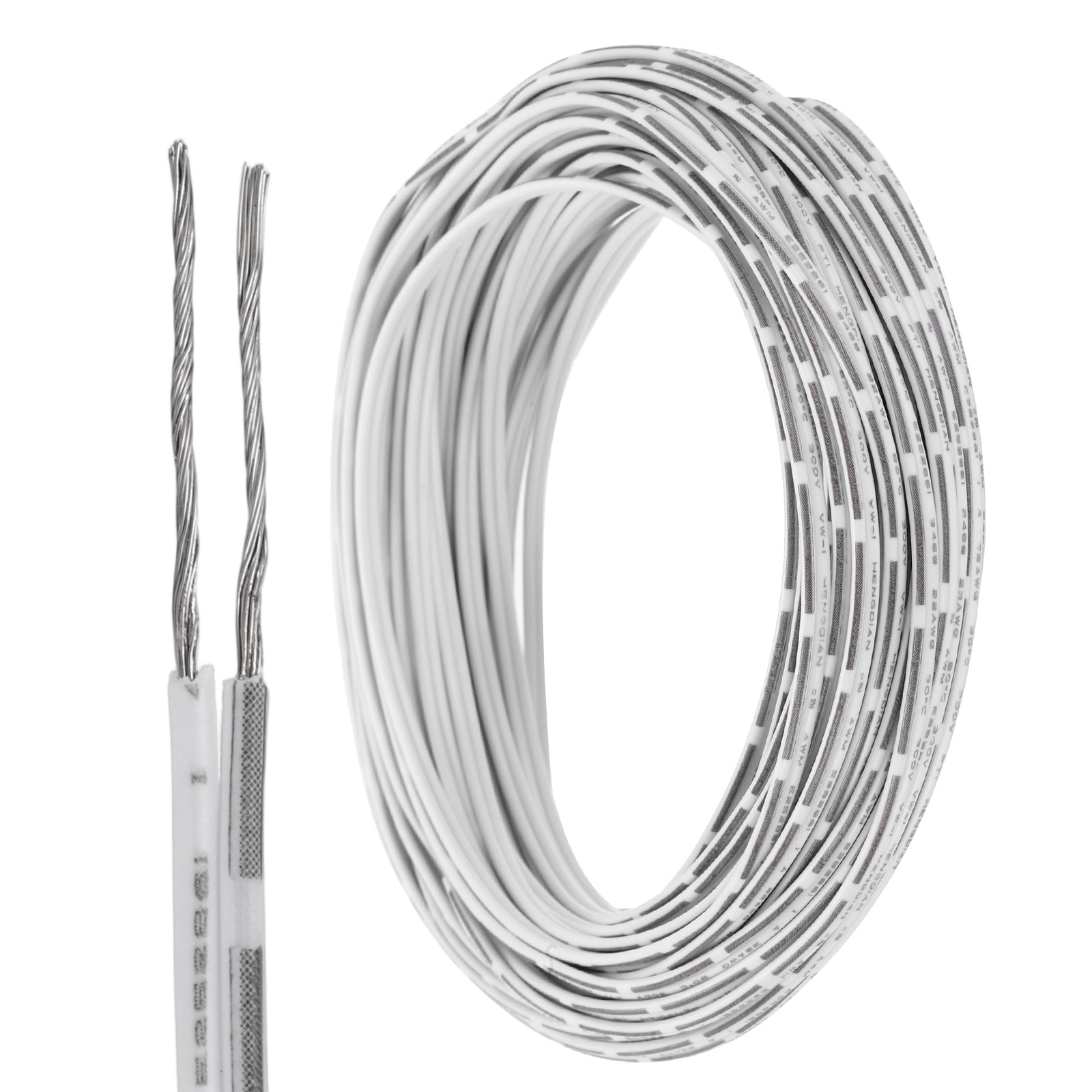 50ft Universal Garage Door Wire, 22AWG 2 Conductor Door Bell Wire, Black