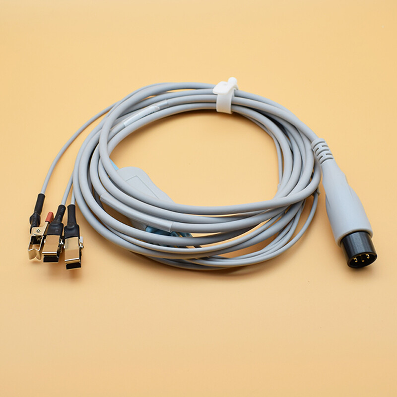 1pcs Vet Use 6pin Clip Connector Veterinary 3 Leads ECG EKG Cable Medical TPU