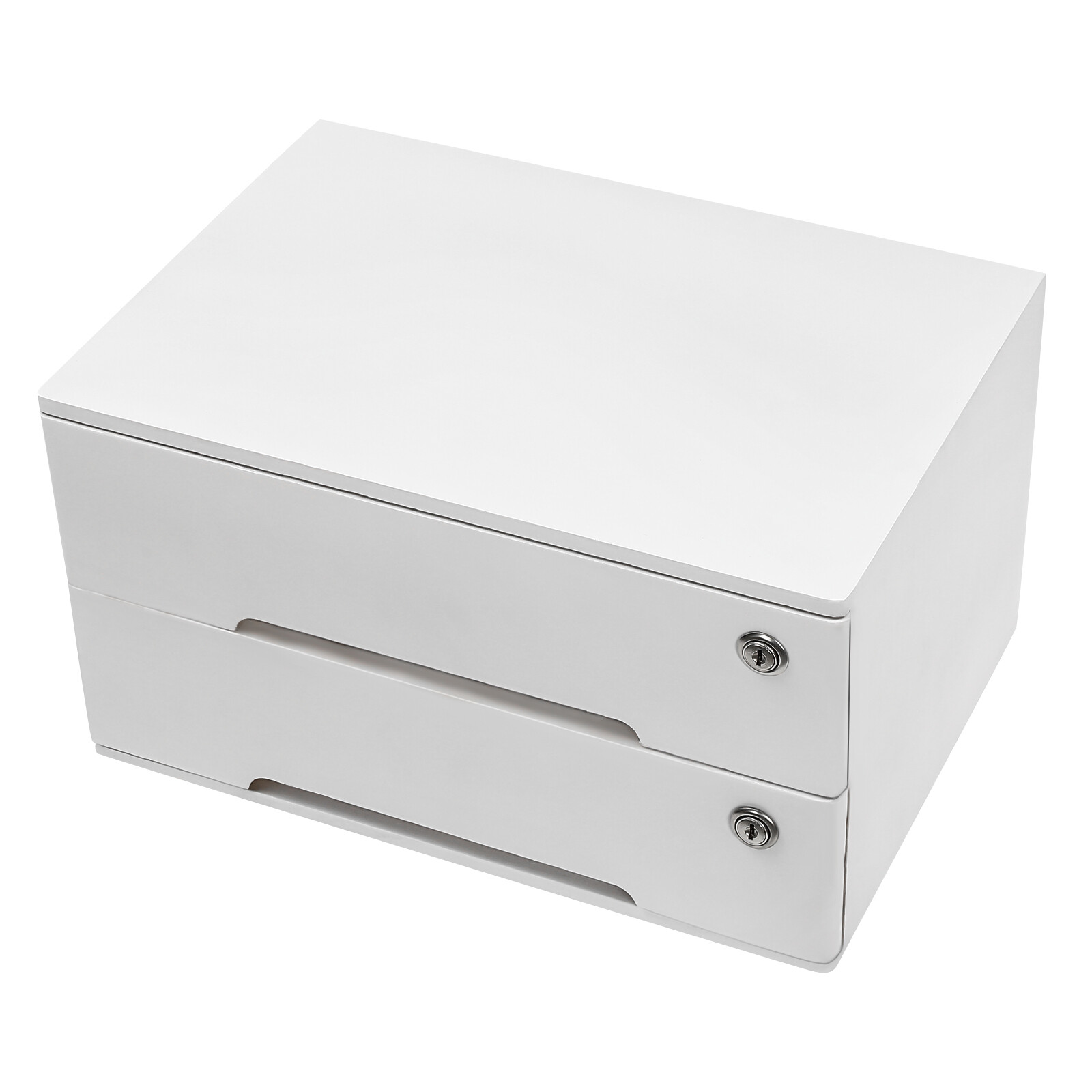 Compact Lockable 2-Drawer Wooden Desktop Storage Cabinet with Keys