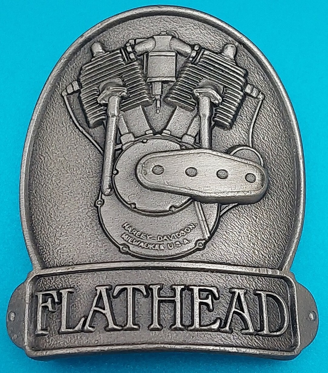 HARLEY DAVIDSON FLATHEAD BADGE MEDALLION EMBLEM VTG. THIS IS #9 NEW & NUMBERED
