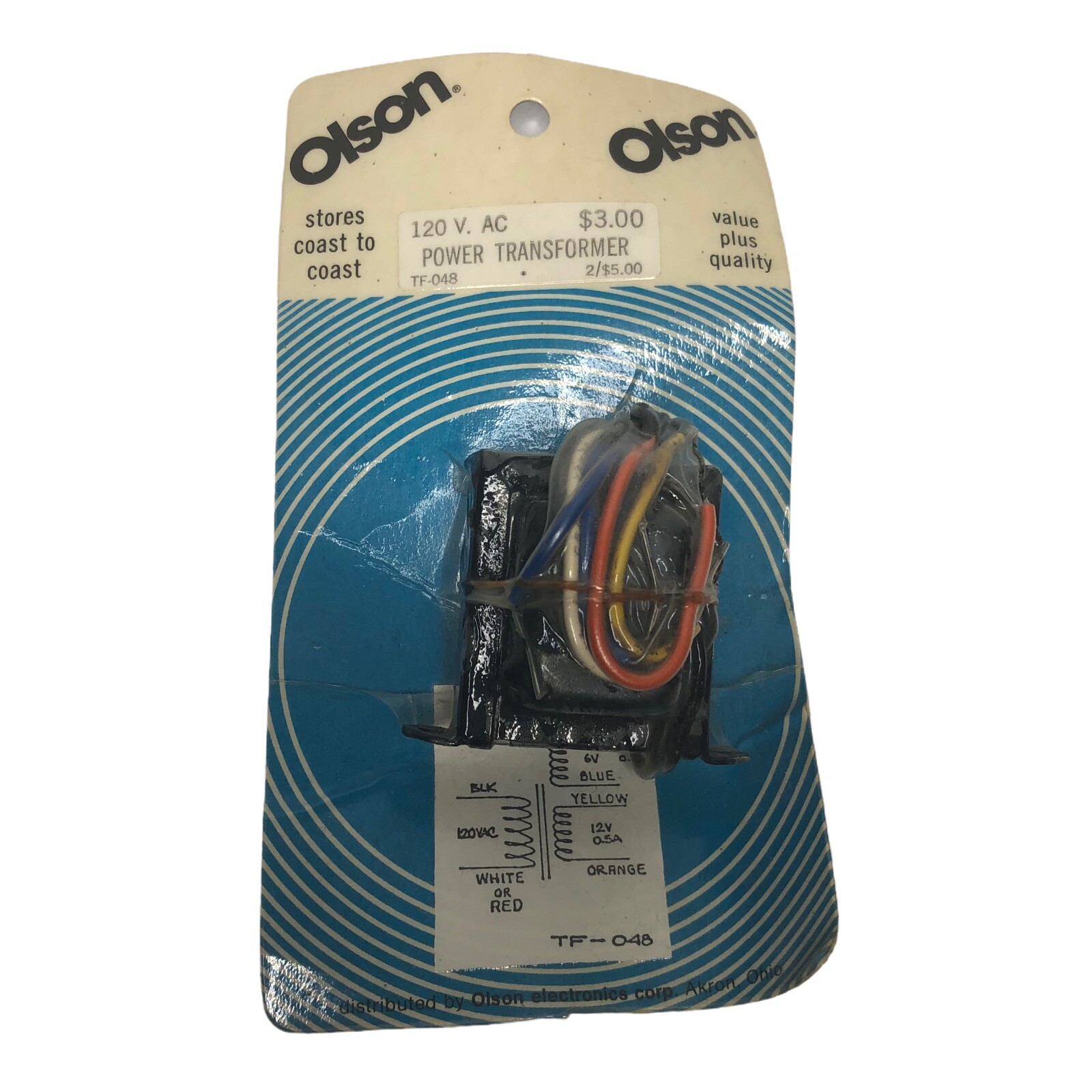 Olson Electronics TF-048 120 VOLT AC Power Transformer NOS Sealed