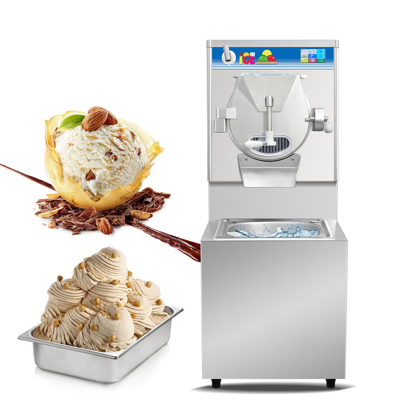 Kolice ETL Commercial Hard ice Cream Machine Water Cool with Faucet and Sink