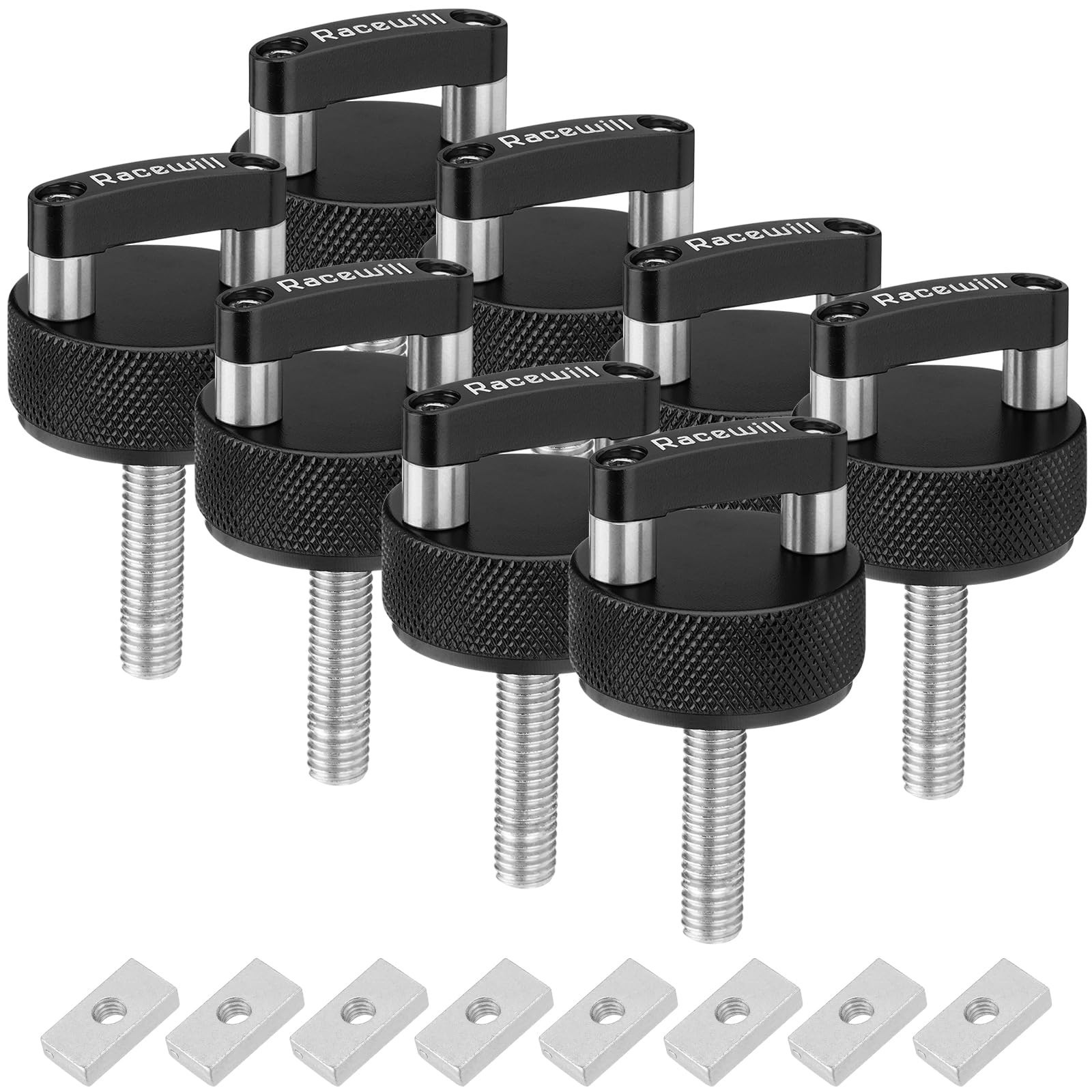 8PCS Black Hard Top Quick Removal Fastener Thumb Screws with Nut Plates Compa...