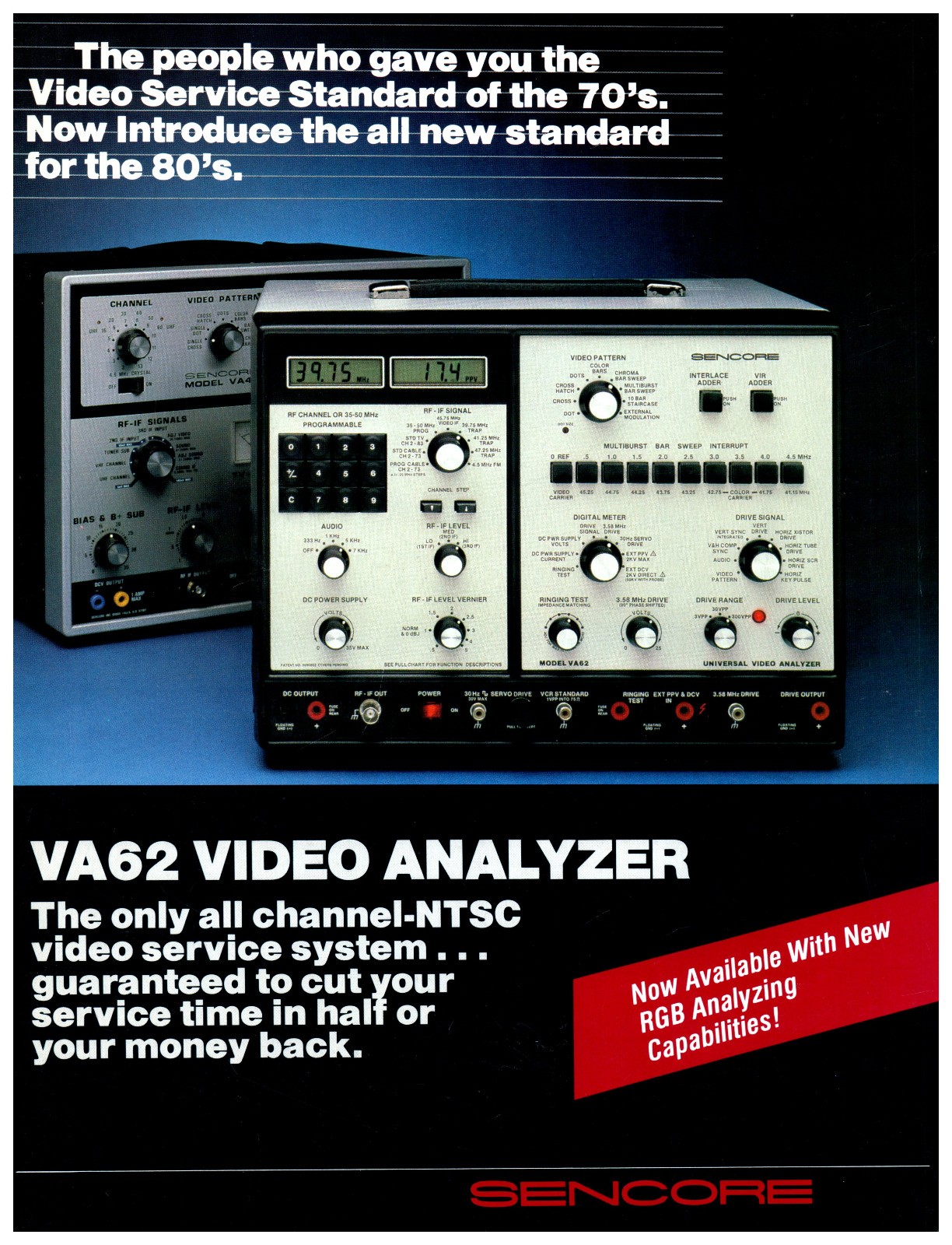 Sencore VA62 Video Analyzer Universal NTSC RGB Signal Generator Brochure