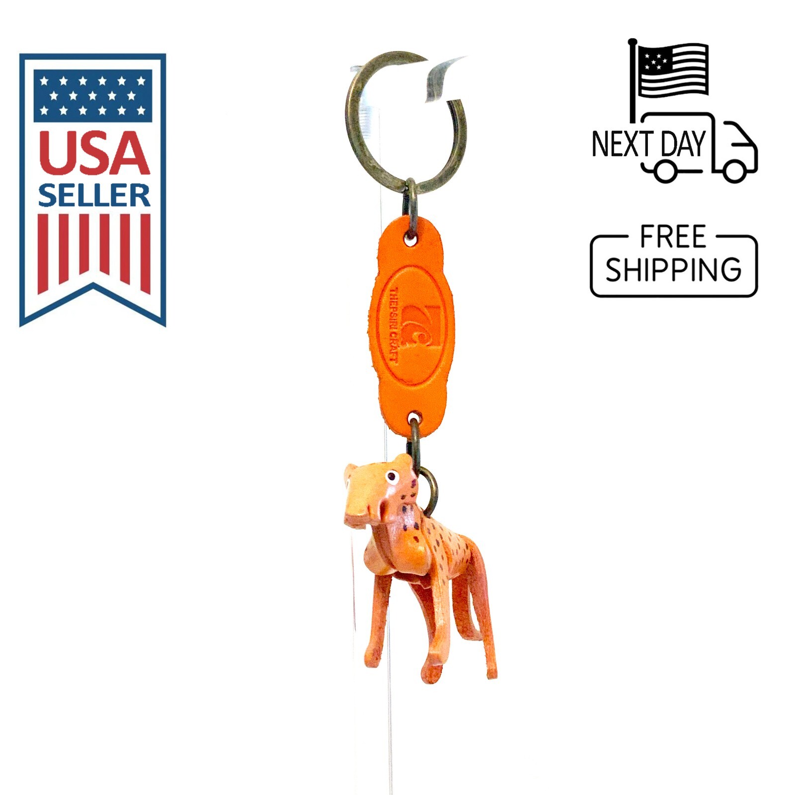Cheetah Handmade Leather Keyring