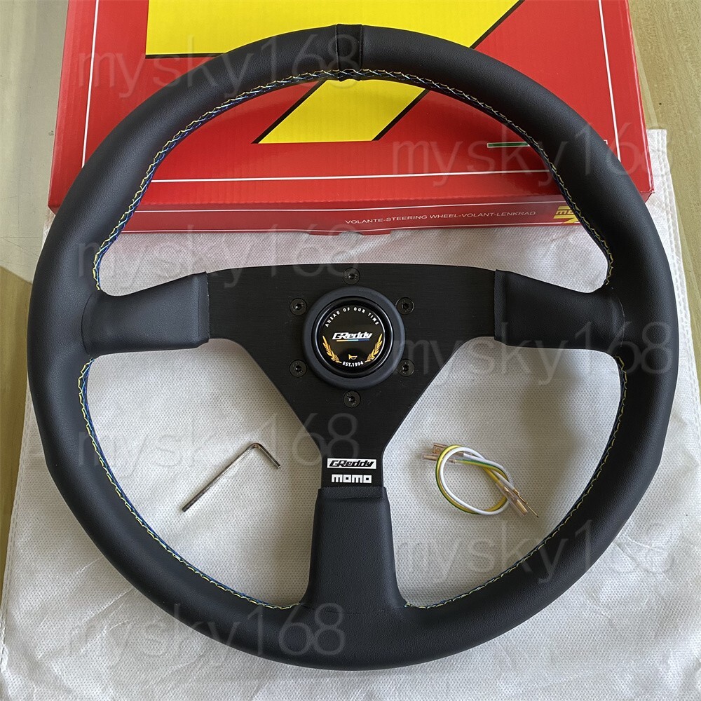 MOMO New Style 340mm 14' Genuine Leather Thickened Spoke Sport Steering Wheel