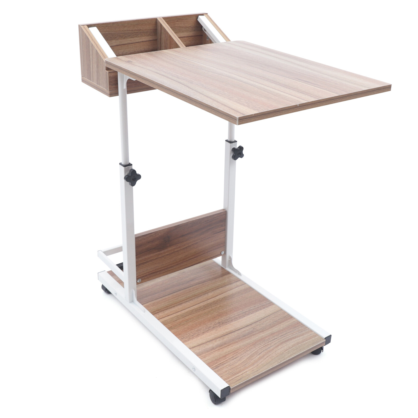 Adjustable Height Laptop Desk Rolling Bedside Table Computer Over Bed Standing