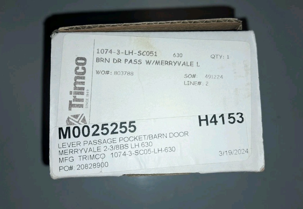 TRIMCO 1074-3-LH-SC051-630 1074-3 Ada Barn & Sliding Door Latch