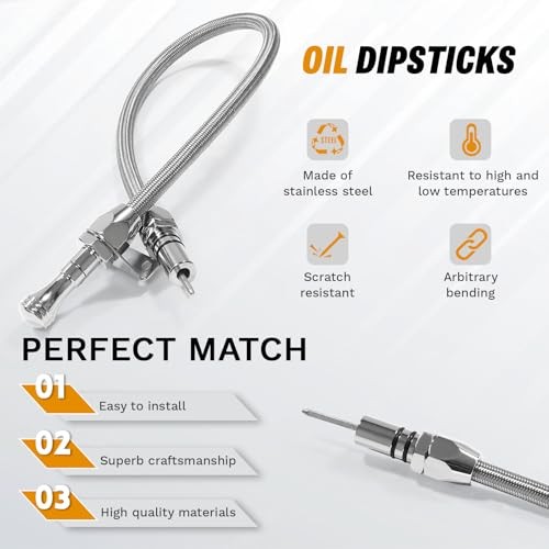 Chrome 727 Transmission Dipstick, Flexible, Firewall Mount, Compatible with