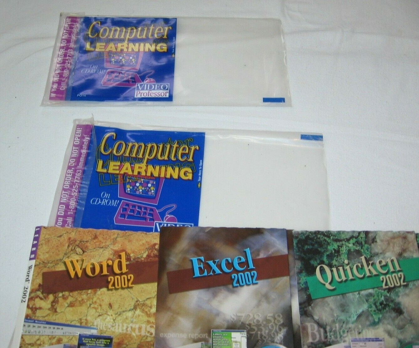 Vintage COMPUTER LEARNING VIDEO PROFESSOR CD-ROM Lot WORD QUICKEN EXCEL PC CIB