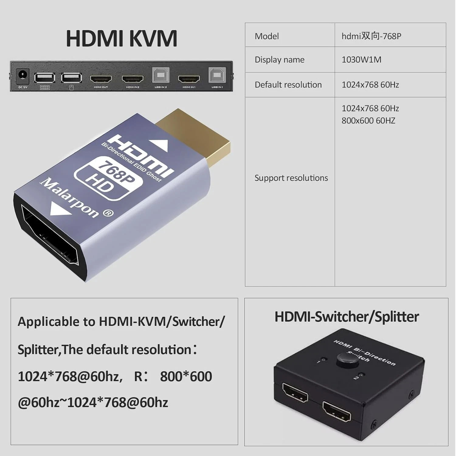 3pcs HDMI EDID Emulator Passthrough 3rd Generation Adapter Aluminum - NEW