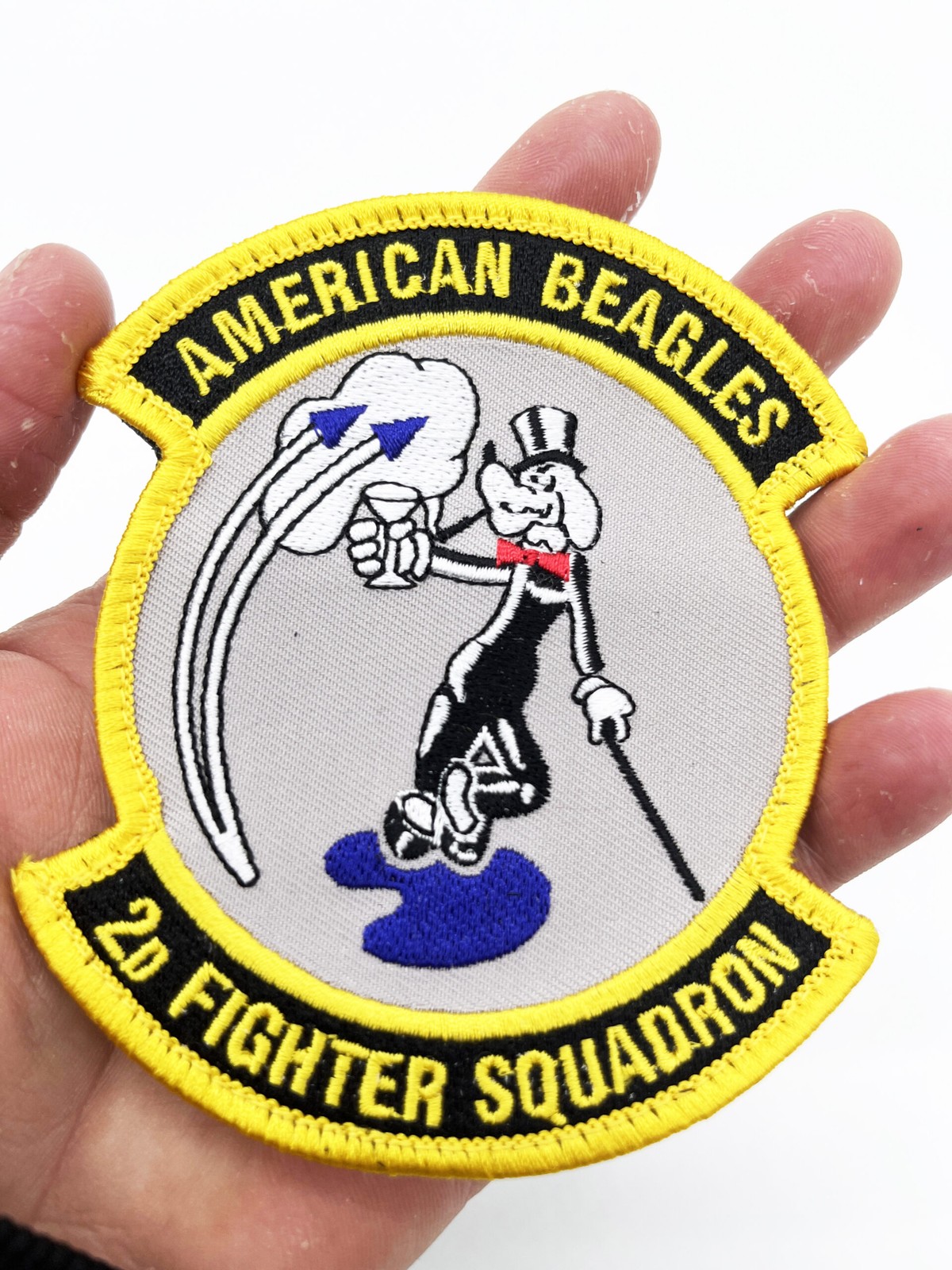 2nd Fighter Squadron American Beagles Patch, Hook and Loop, 4 in