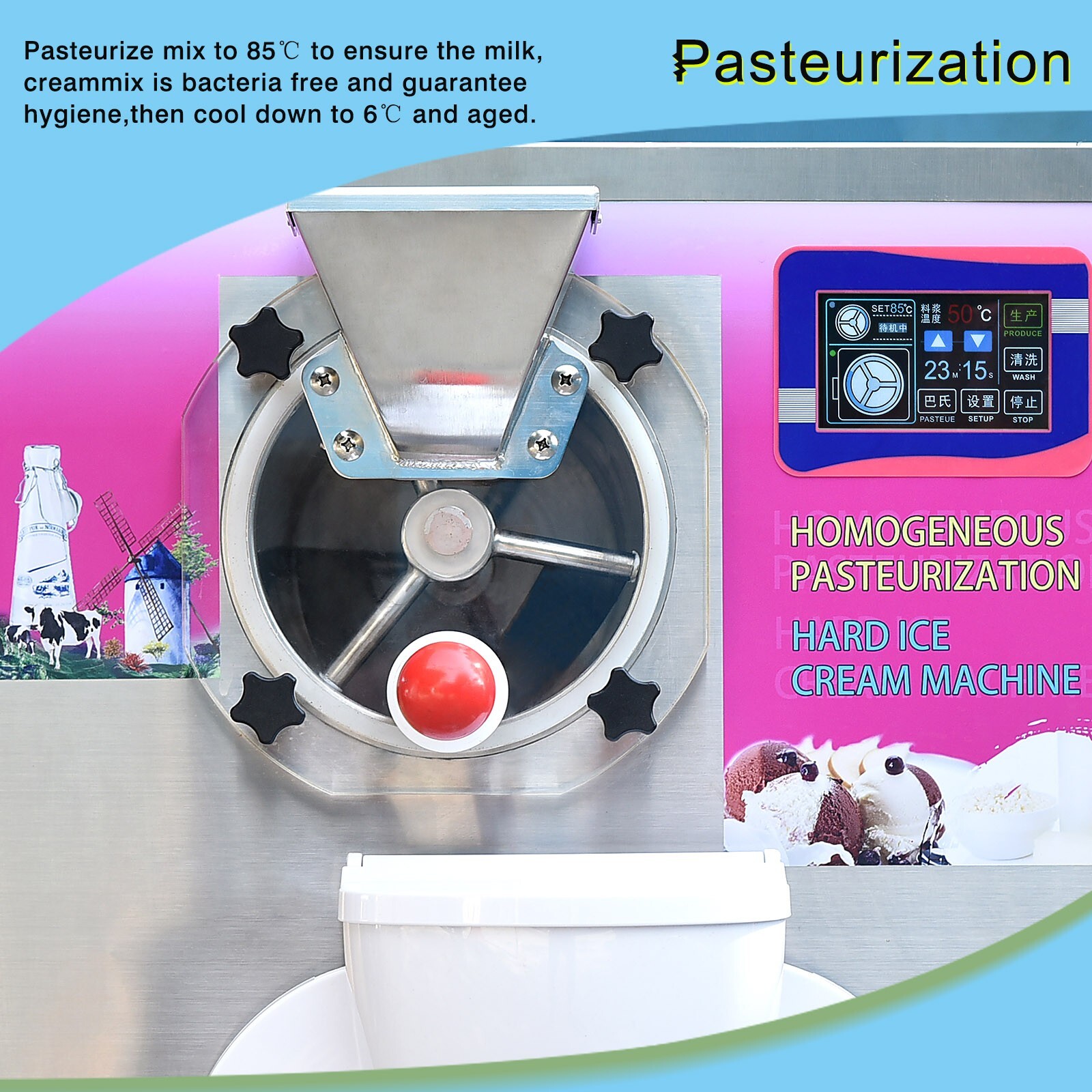 Kolice Commercial Gelato Hard Ice Cream Machine with Sterilization Function
