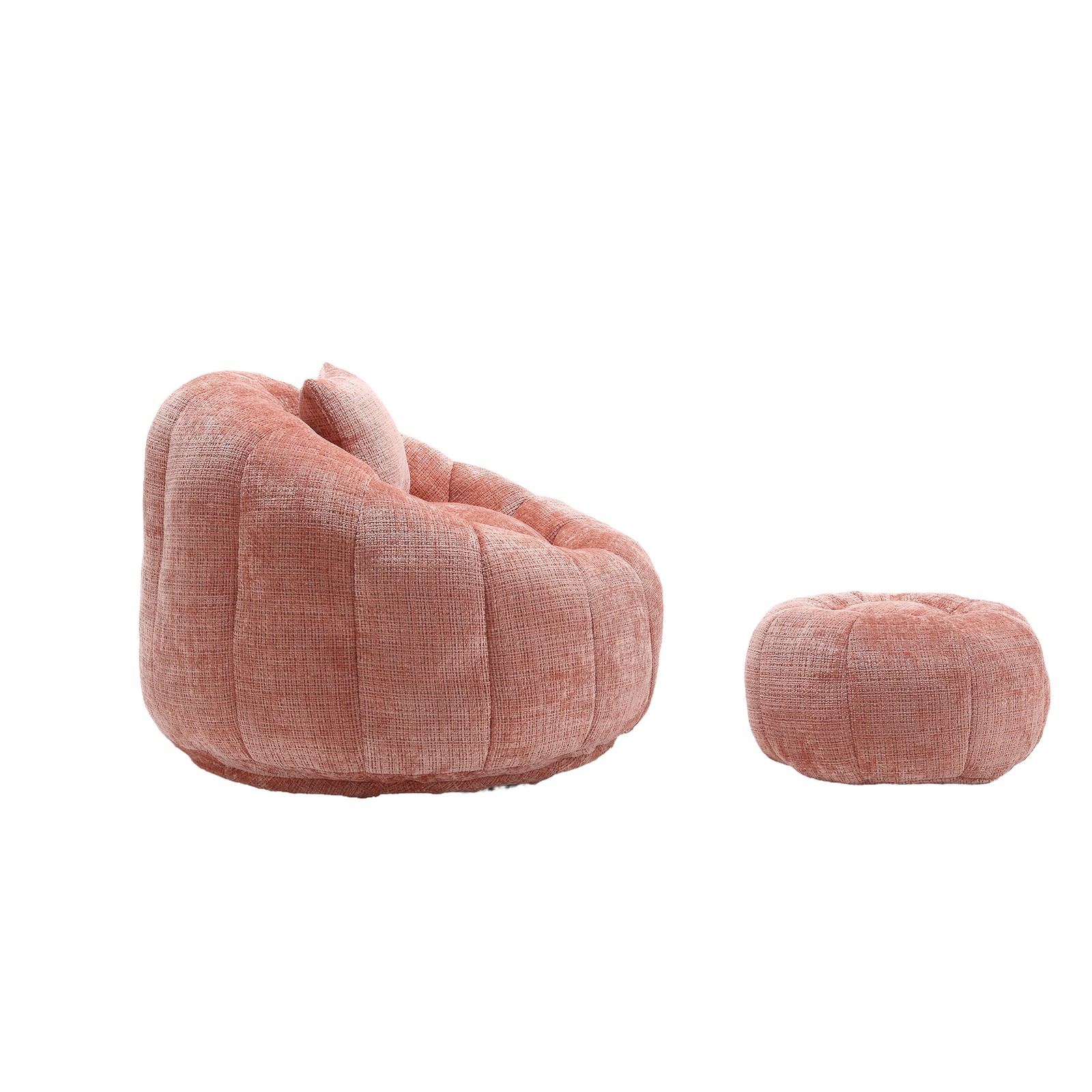 UNITED WE WIN Modern Bean Bag Chairs, Comfy Round Chair for Adults with Ottoman