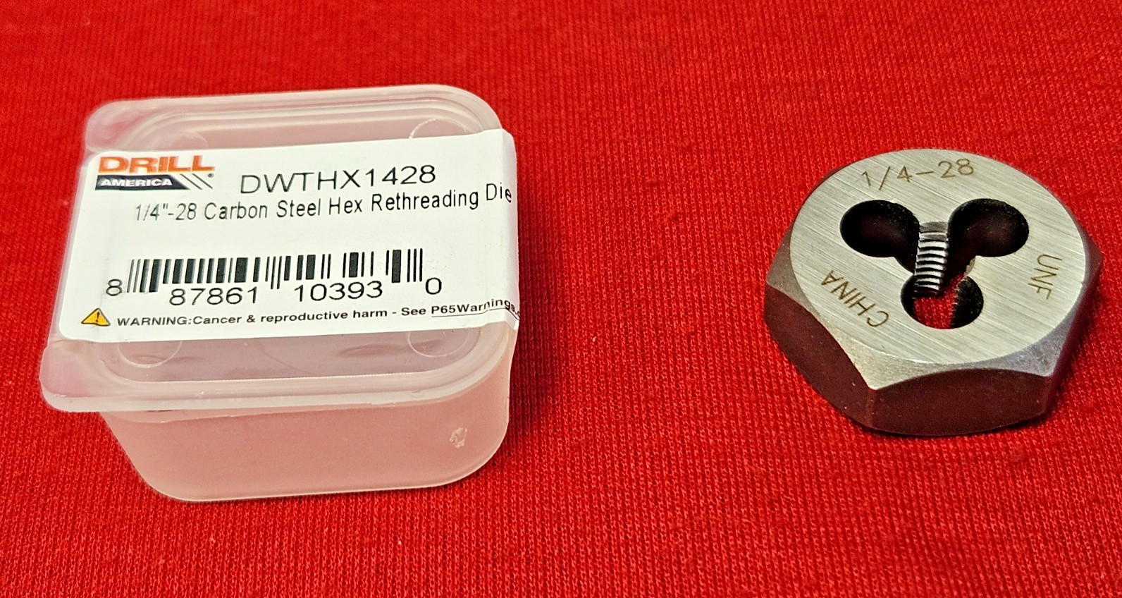 1/4-28 NF X 1" Hex Die DWTHX1428 Rethreading Carbon Steel by Drill America