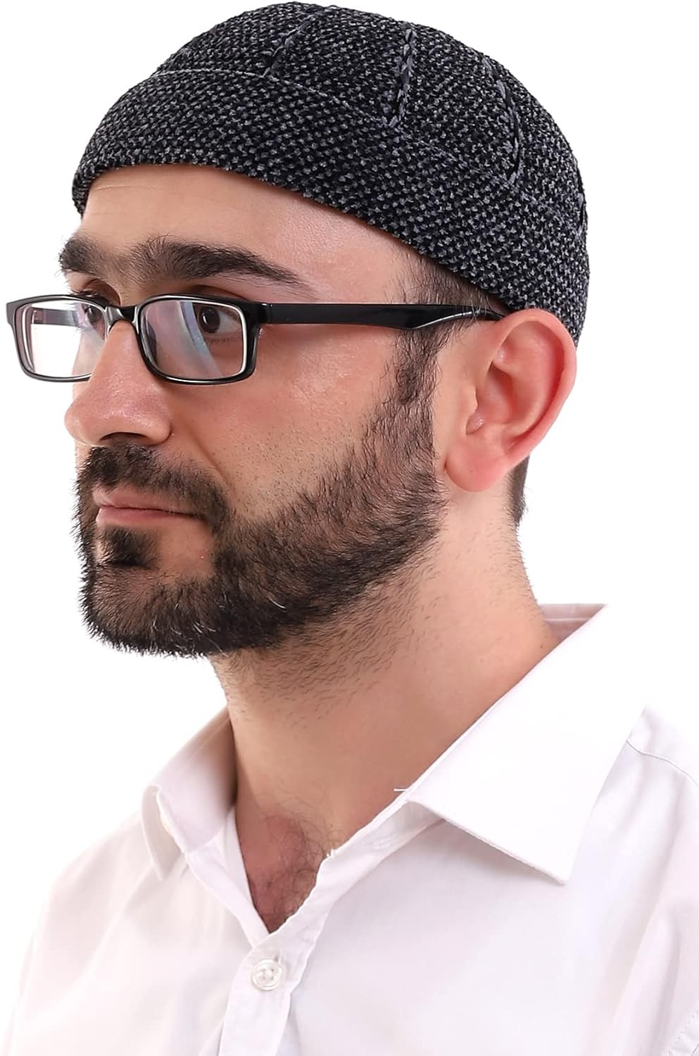 ihvan online Turkish Muslim Winter Velvet Roll-up Edge Kufi One Size, Smoky
