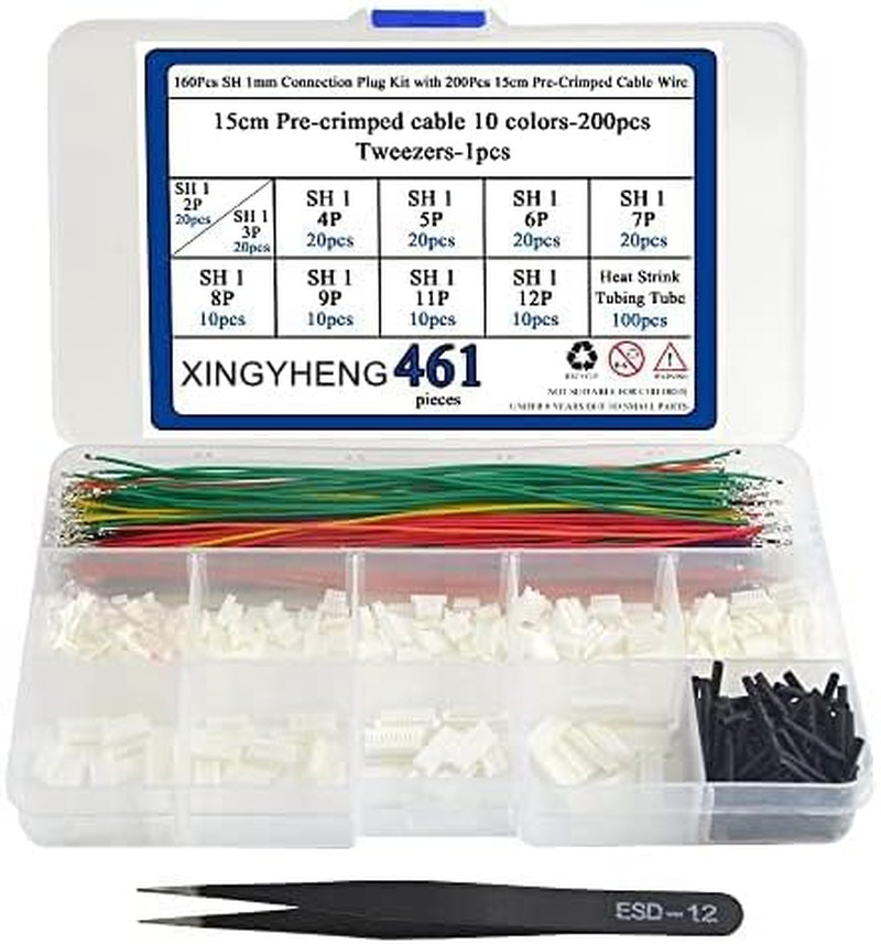 160Pcs SH 1Mm Connecting Plug Kit with 200Pcs 15Cm Pre-Crimped Cable Wire 2/3/4/
