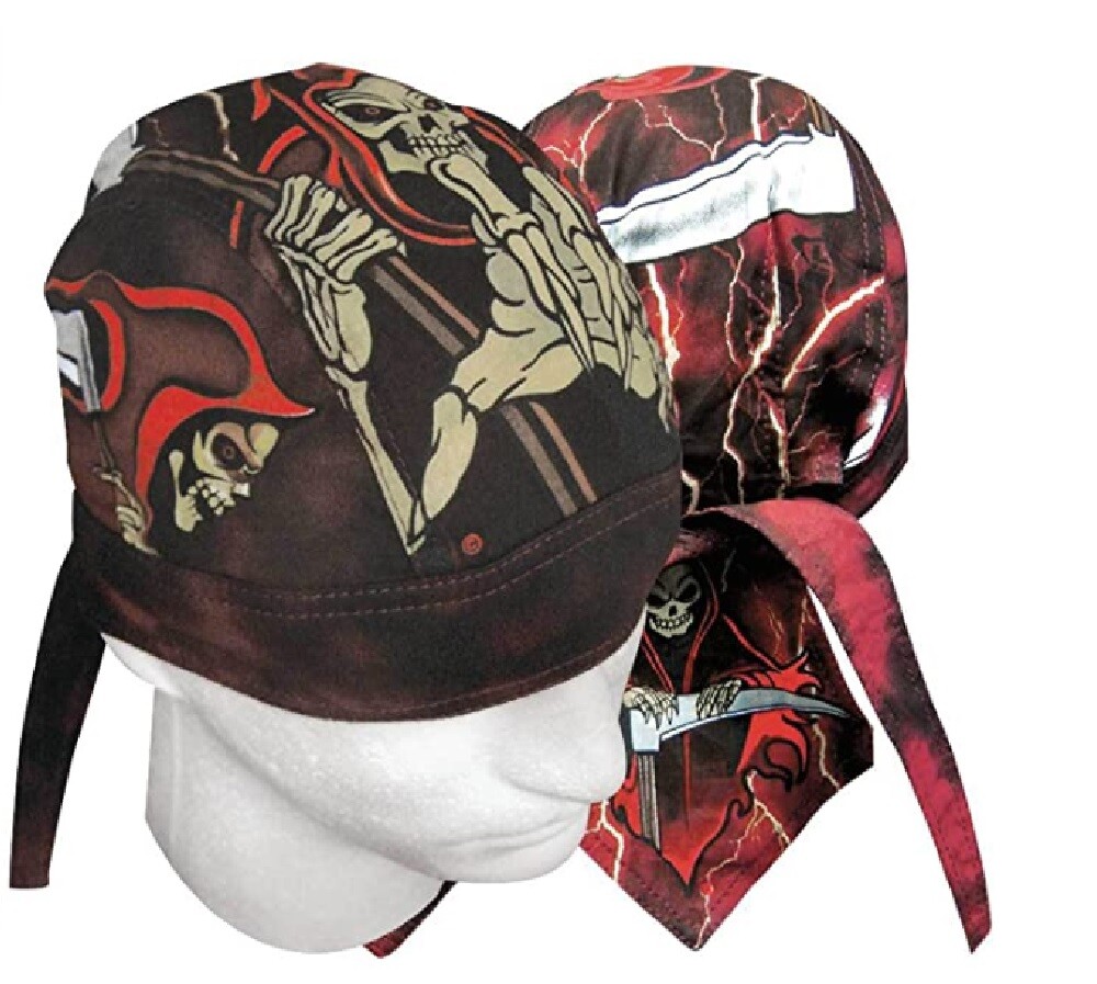 Red Black Grim Reaper Phantom Durag Doo Rag Headwrap Danbanna Sweatband Capsmith