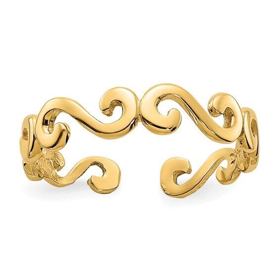 Solid 10k or 14k Yellow Gold Scroll Adjustable Toe Ring - Vintage inspired toe