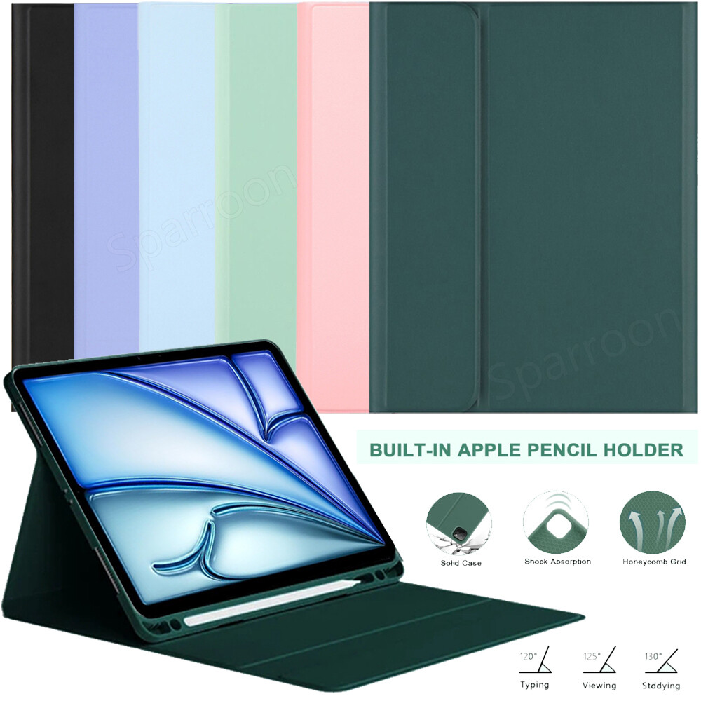 Smart Case with Pen Holder For iPad 5/6/7/8/9/10th Gen Air 6 5 Mini Pro 13 12.9