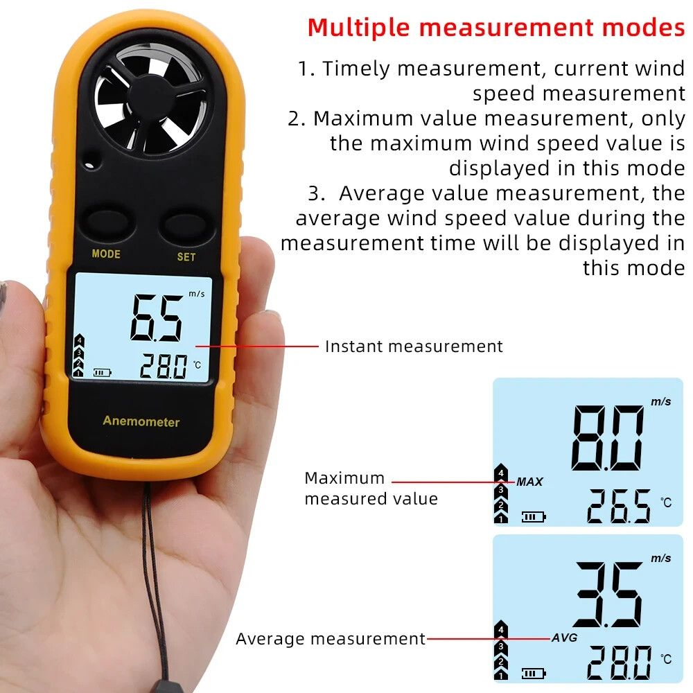 HANDHELD ANEMOMETER /THERMOMETER BACKPACKERING/MOUNTAINEERING WIND SPEED GUAGE!!