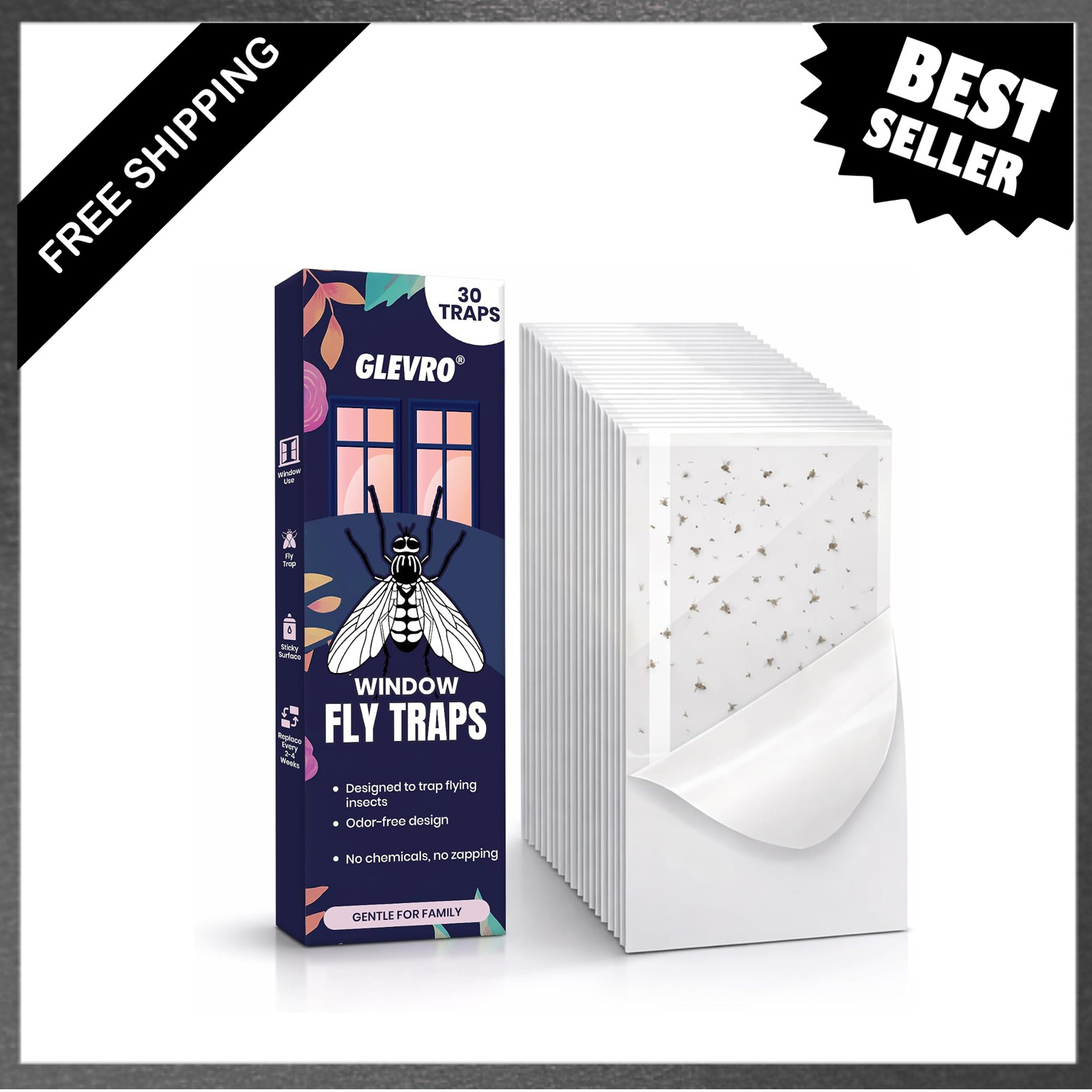 Window Fly Traps 30 Pack Sticky Strips for Indoor Use Transparent Fly Catcher