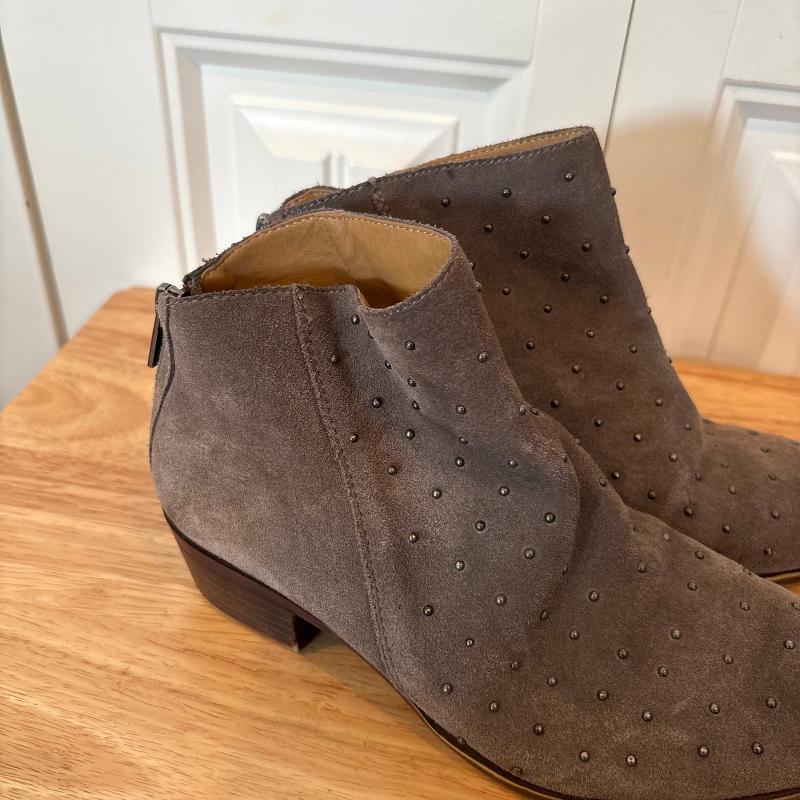 Lucky Breena Gray Studded Ankle Boots Size 6