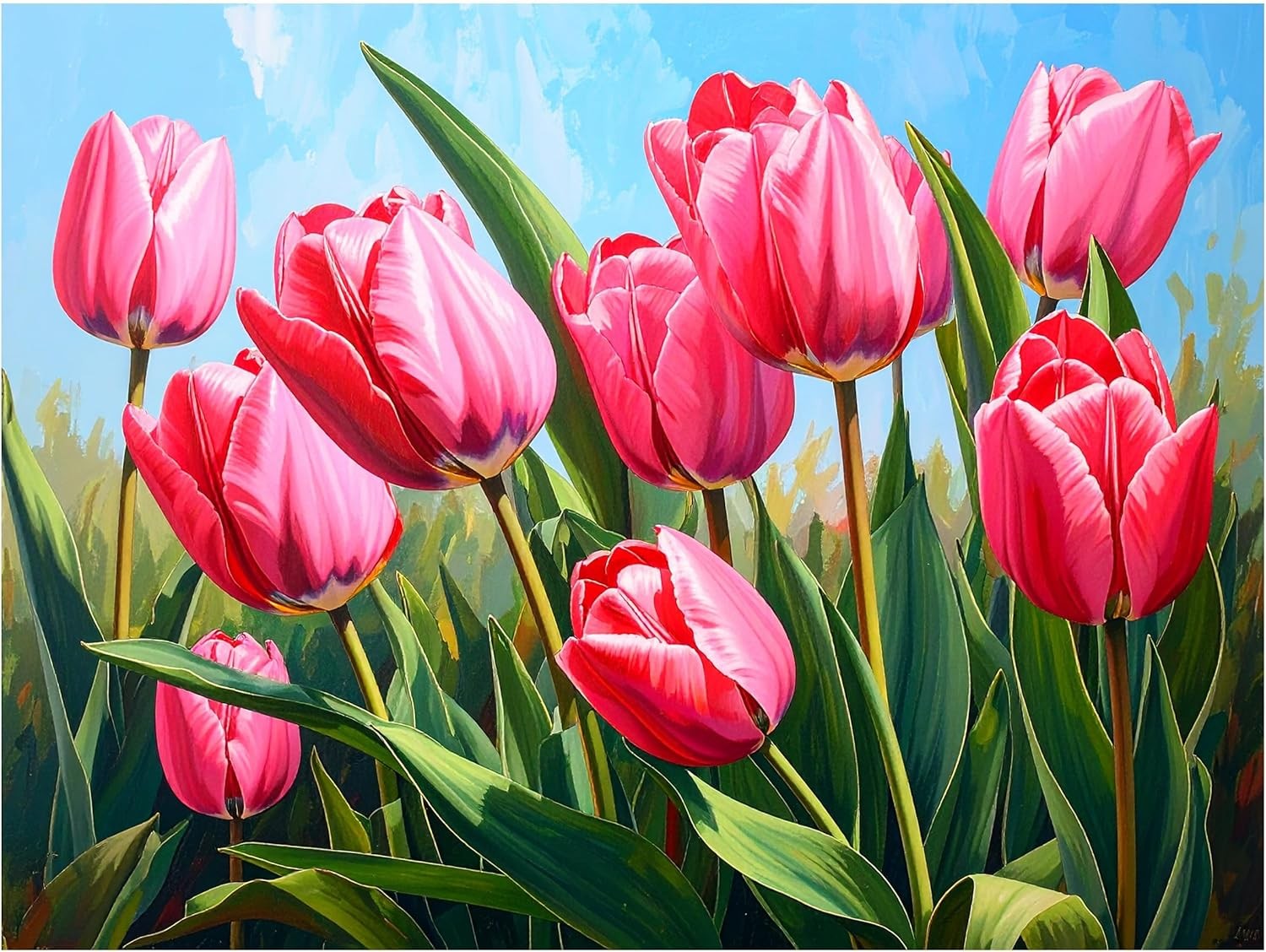 Tile Mural Blooming Tulip Field Flowers Kitchen Bathroom Shower Wall Backsplash