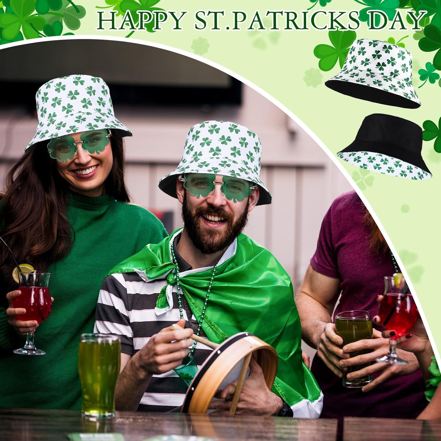 Cozypower St. Patricks Day Accessories Bucket Hat Clover...