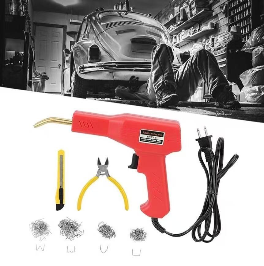 Plastic welding kit, hot melt nail welding machine, contains 200 nails of 4 type