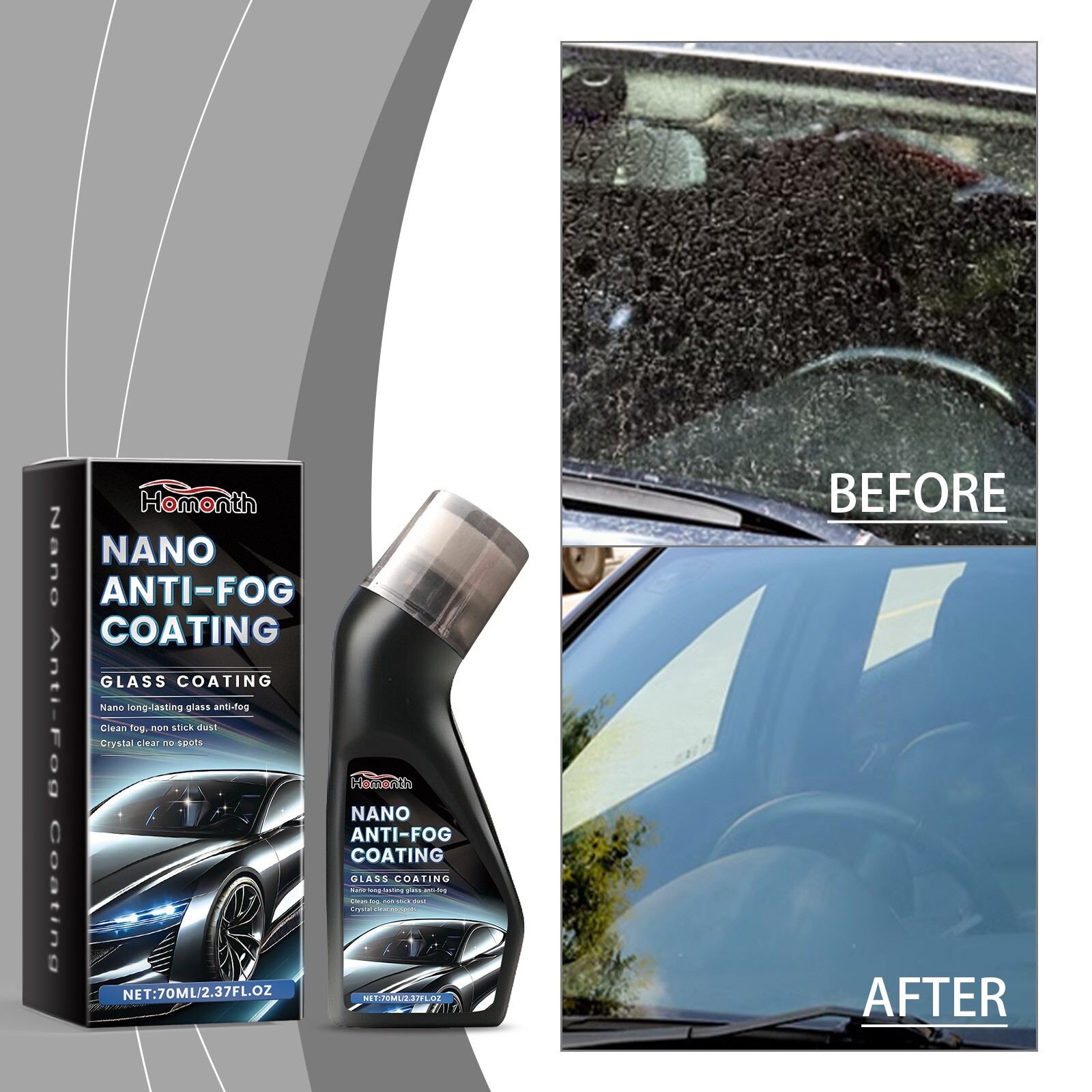 Automotive windshield coating agent for removing stains from the windshield