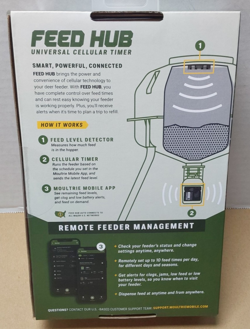 Moultrie Mobile Feed Hub Universal Cellular Timer/Remote Adjust Feed Times - NEW