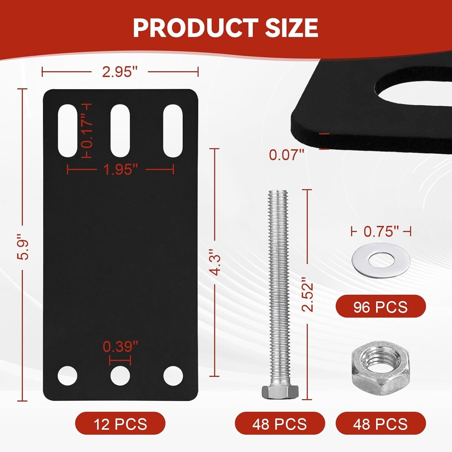 12Pcs E-Track Rail Mounting Back Plate, Heavy Duty X-Track & E-Track Backing Pla