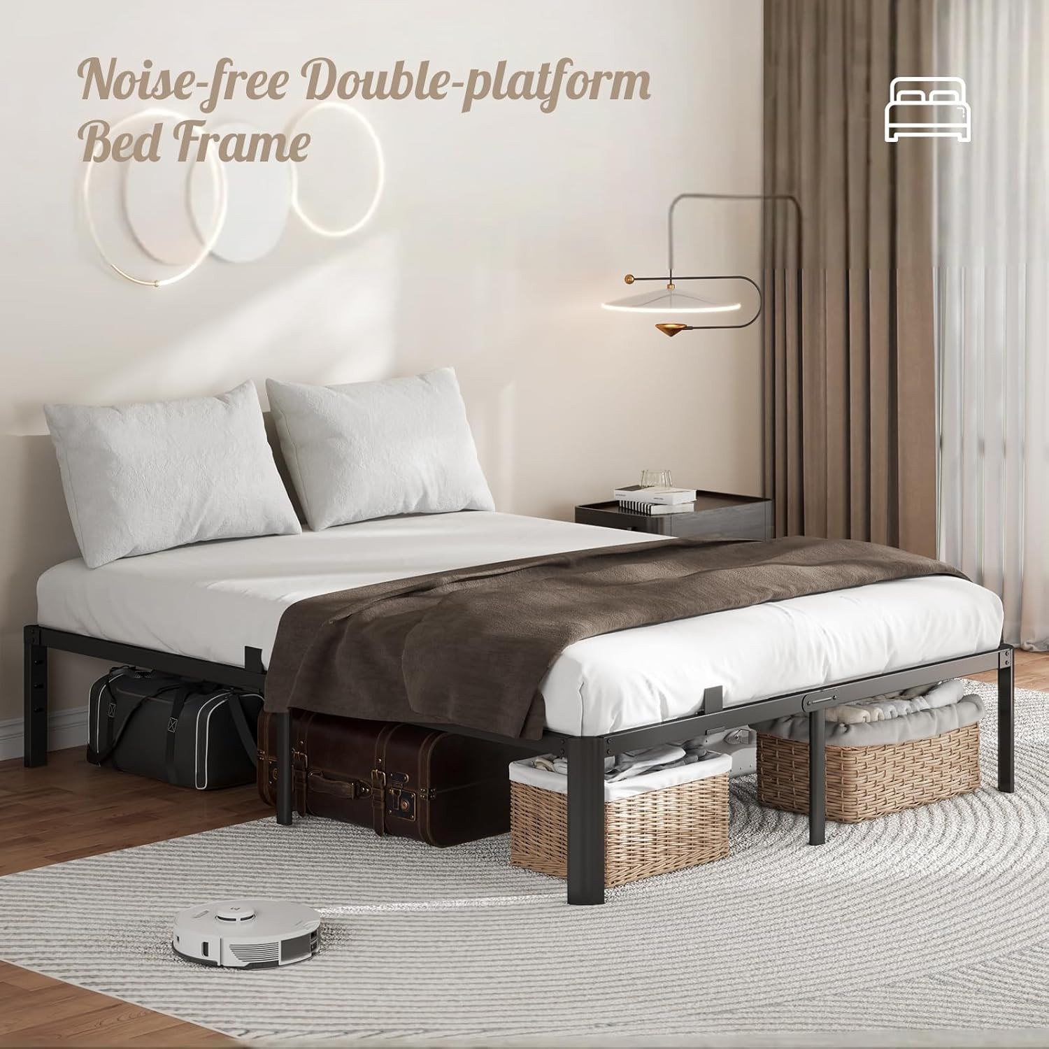 Metal Bed Frame King Size, 14 Inch 3500 lbs Heavy Duty Platform Bed Frames Steel