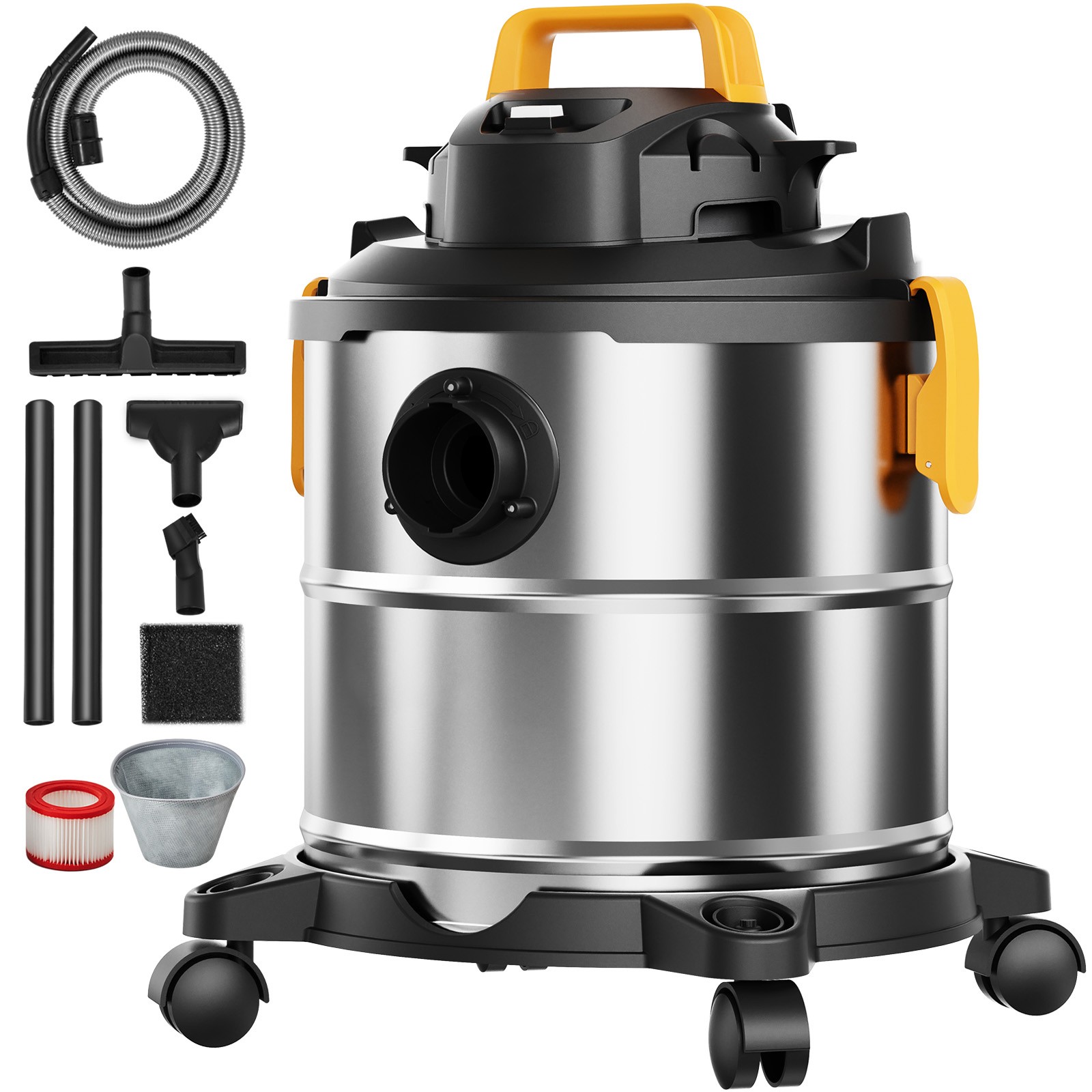 Uimoso Stainless Steel Wet/Dry Shop Vacuum 5.5 Gallon 6-HP with Rich Accessories