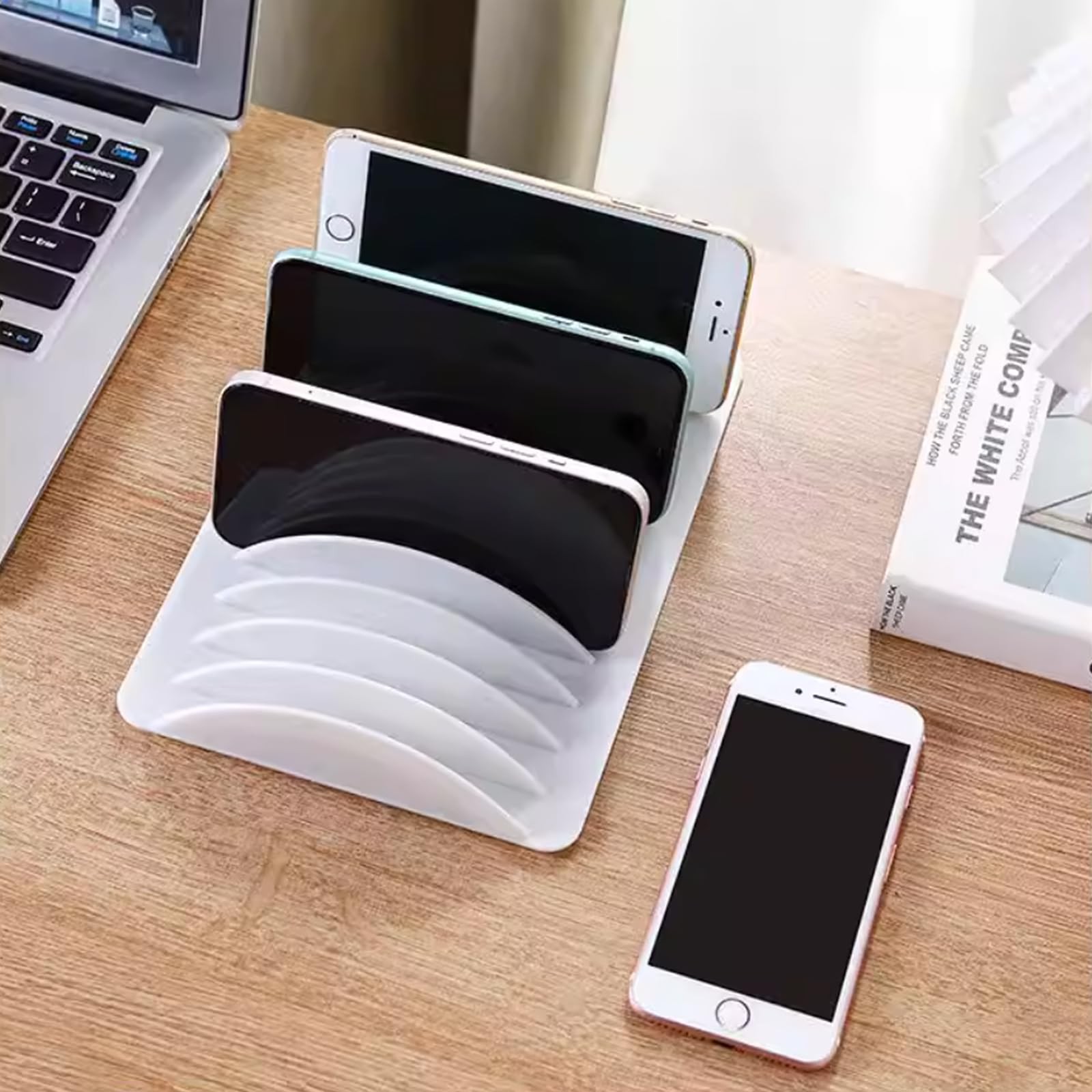 2 PCS White 24Grid Multiple Desktop Cell Phone Holder Storage Organizer Rack