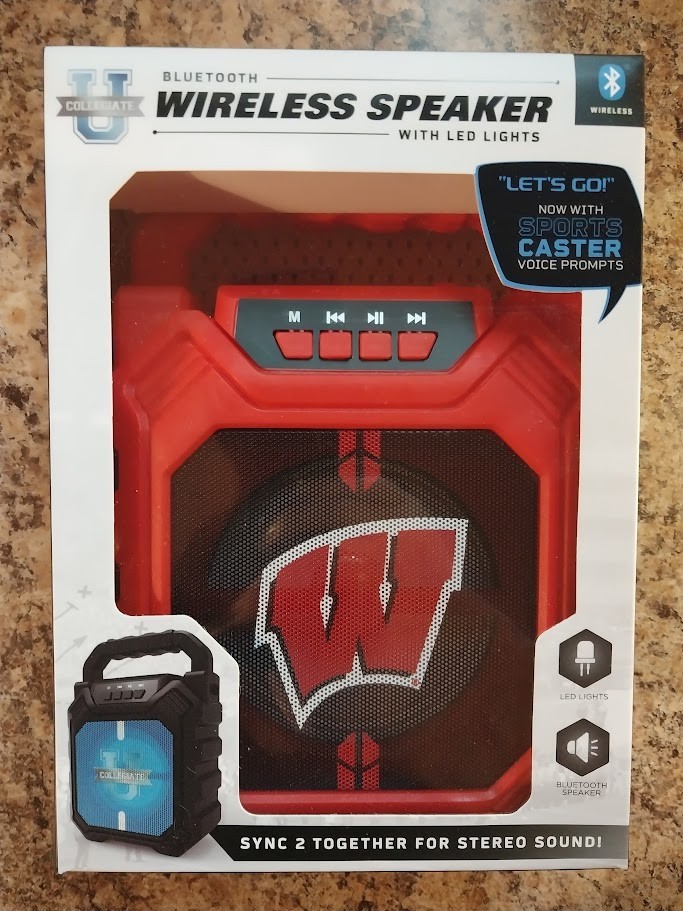 SOAR - Collegiate LED Shockbox University of Wisconsin Bletooth Wireless Speaker
