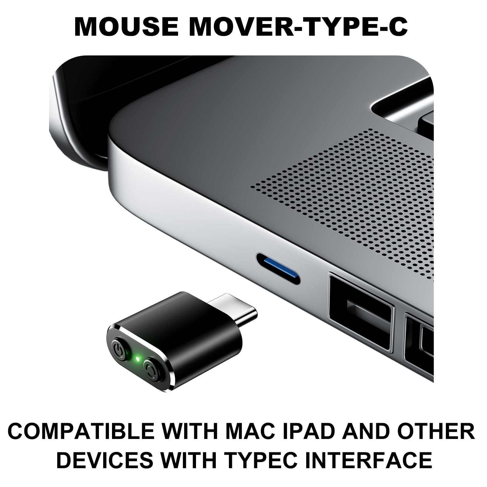 Mouse Jiggler Compatible with Type C Interface Devices,Undetectable Mini USBC...