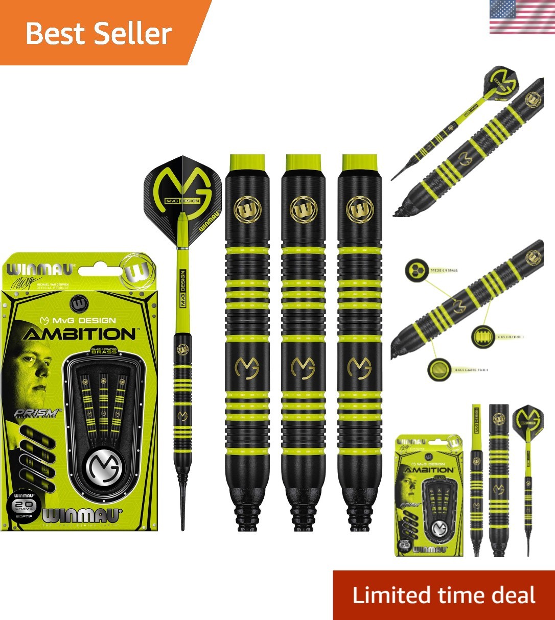Expert-Designed 20g Soft Tip Darts Set for Electronic Play - Includes Flights