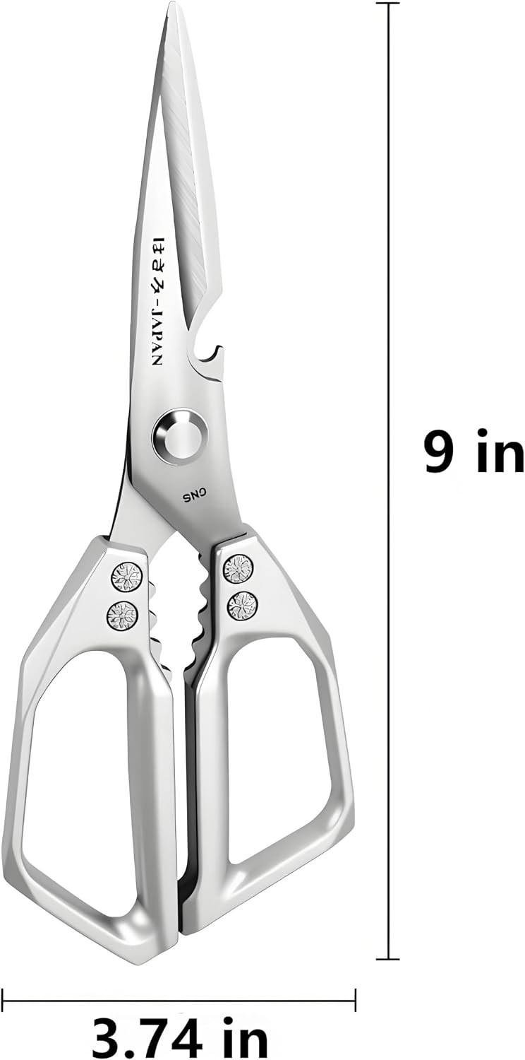 Kitchen Scissors, All Purpose，Ultra Sharp Meat Scissors，Heavy Duty Silver